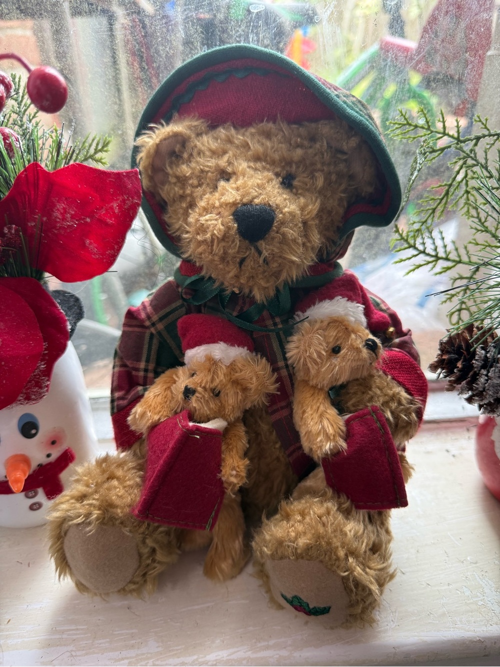 Festive Plaid Teddy Bear Trio - Red & Green Holiday